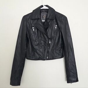 My Tribe Moto Black Leather Jacket Size XS